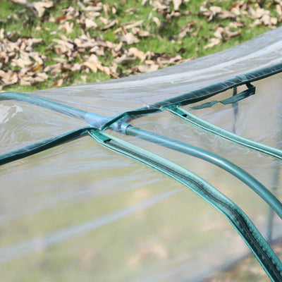 Outsunny Mini Greenhouse, Small Polytunnel Green House with Zipped Doors, Steel Frame for Garden Patio, 300 x 100 x 80cm, Clear 