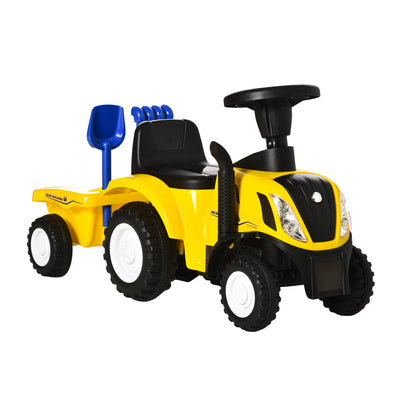 HOMCOM Ride On Tractor Toddler Walker Foot To Floor Slider w/ Horn Storage Steering Wheel for 1-3 Years Old Yellow 