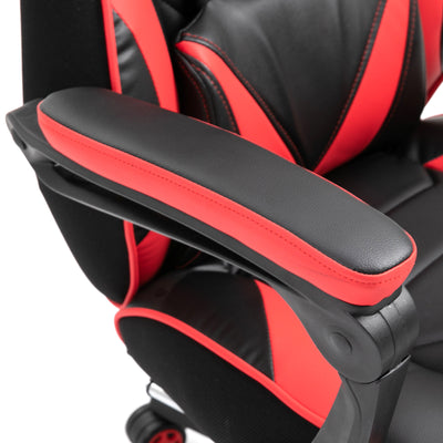 Vinsetto Computer Gaming Chair, Racing Desk Chair with Lumbar Support and Footrest, PU Leather Gamer Chair with Headrest and Swivel Wheels for Home, Red 