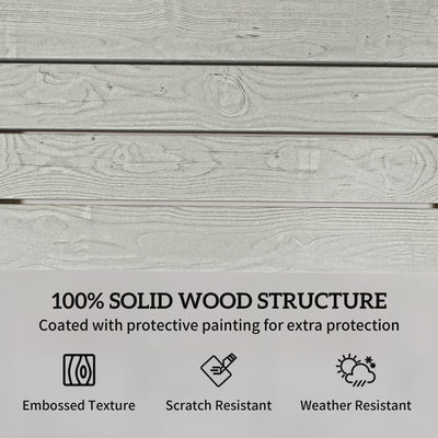 Outsunny Outdoor Garden Loveseat, Embossed Wooden Jack and Jill Garden Seat with Integrated Table, Grey 