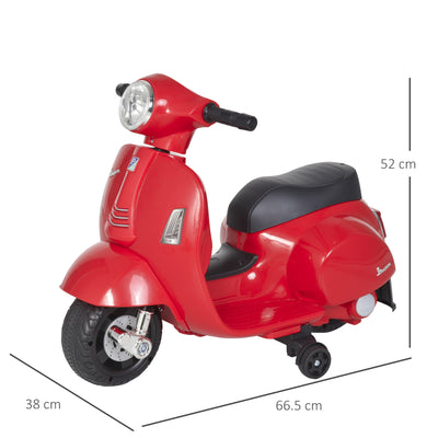 HOMCOM Vespa Licensed 6V Kids Electric Motorbike Ride On Motorcycle  Battery Powered for 18-36 Months with Horn Headlight Red 