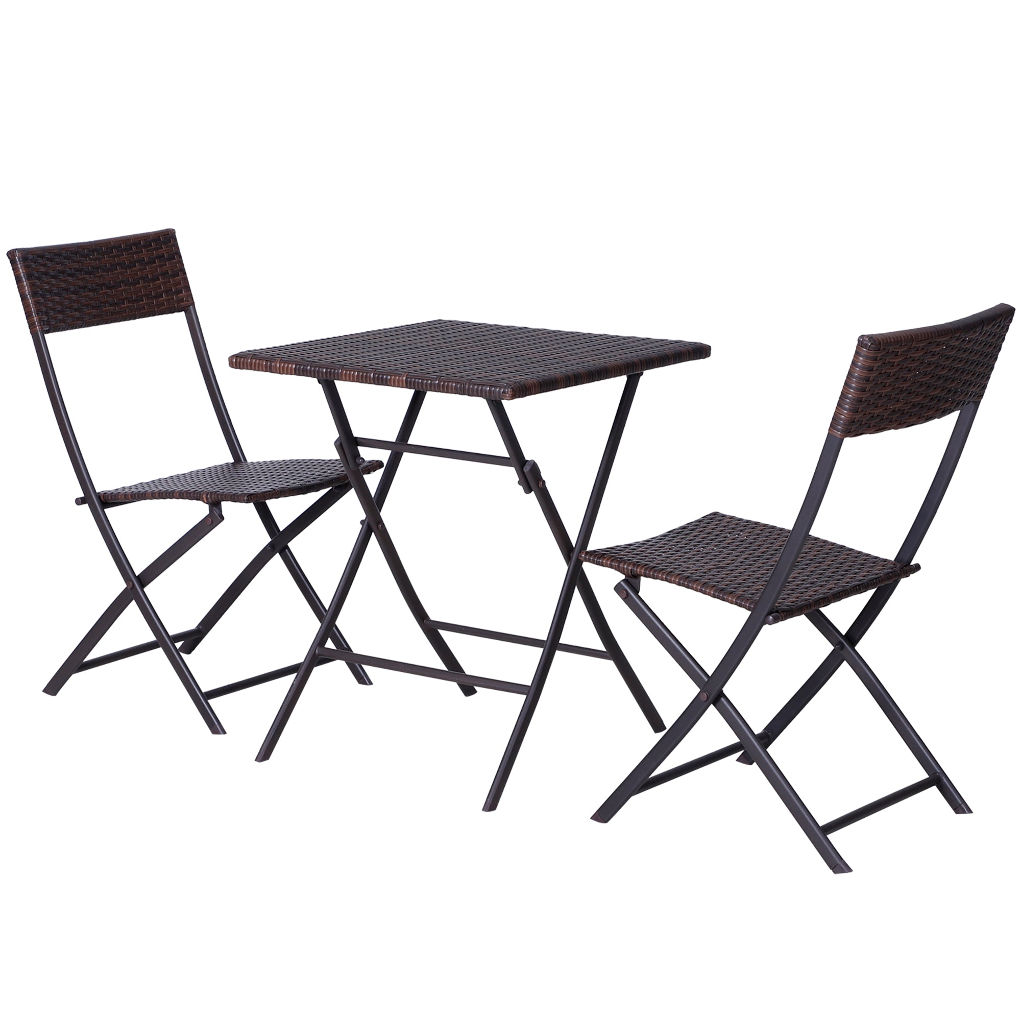 Outsunny 2-Seater Rattan Bistro Set: 1 x table, 2 x chairs-Brown 