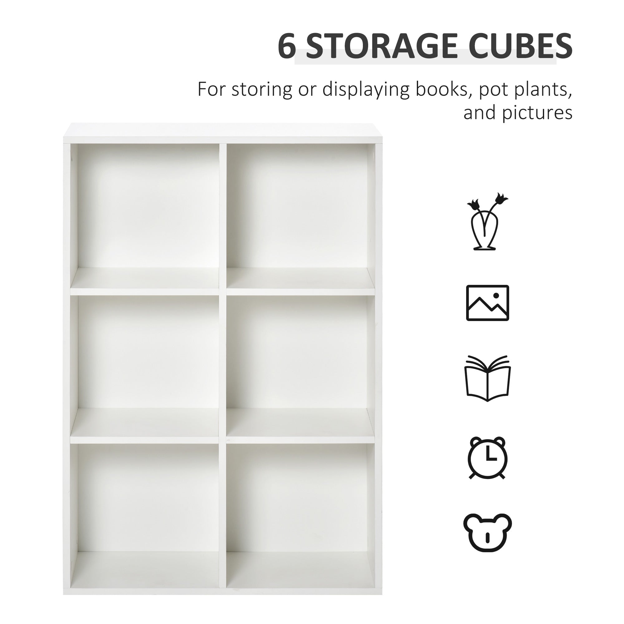 HOMCOM Six-Cube Bookcase - White Wood Effect 
