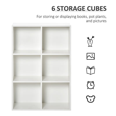 HOMCOM Six-Cube Bookcase - White Wood Effect 