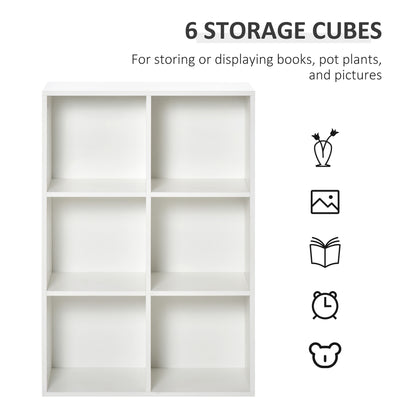 HOMCOM Six-Cube Bookcase - White Wood Effect 