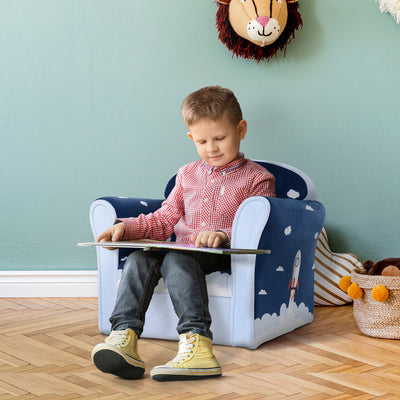 HOMCOM Children Chair Armchair Single Sofa,  50 x 39 x 44cm, for 18M+, Blue 