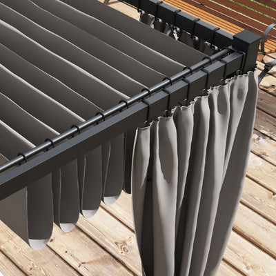 Outsunny 3 x 3m Moving Canopy Metal Pergola, with Curtains - Grey 