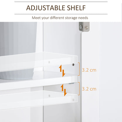 kleankin Bathroom Furniture Set, Mirror Cabinet Wall Mounted with Adjustable Shelf, Bathroom Sink Cabinet with Storage, White and Wood Grain 