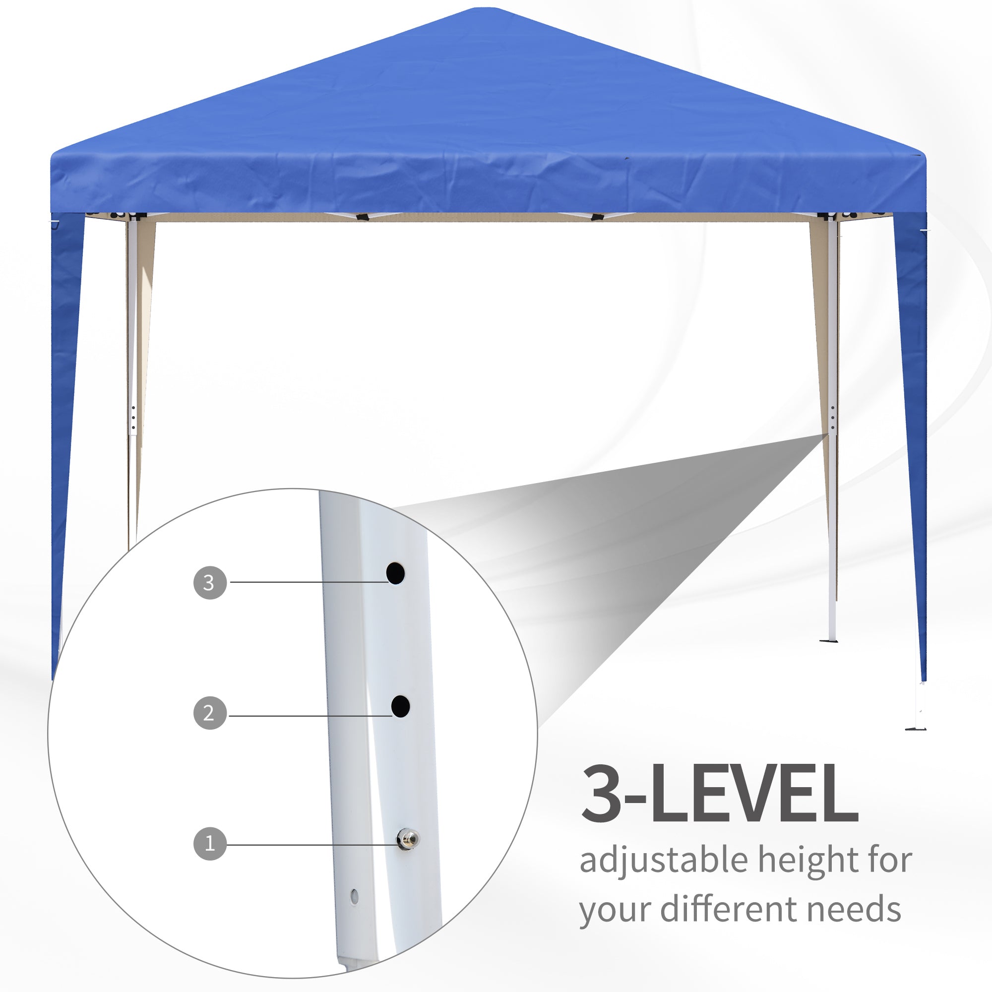 Outsunny 3 x 3M Garden Pop Up Gazebo Height Adjustable Marquee Party Tent Wedding Canopy with Carrying Bag, Blue 
