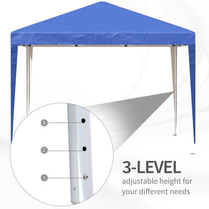 Outsunny 3 x 3M Garden Pop Up Gazebo Height Adjustable Marquee Party Tent Wedding Canopy with Carrying Bag, Blue 