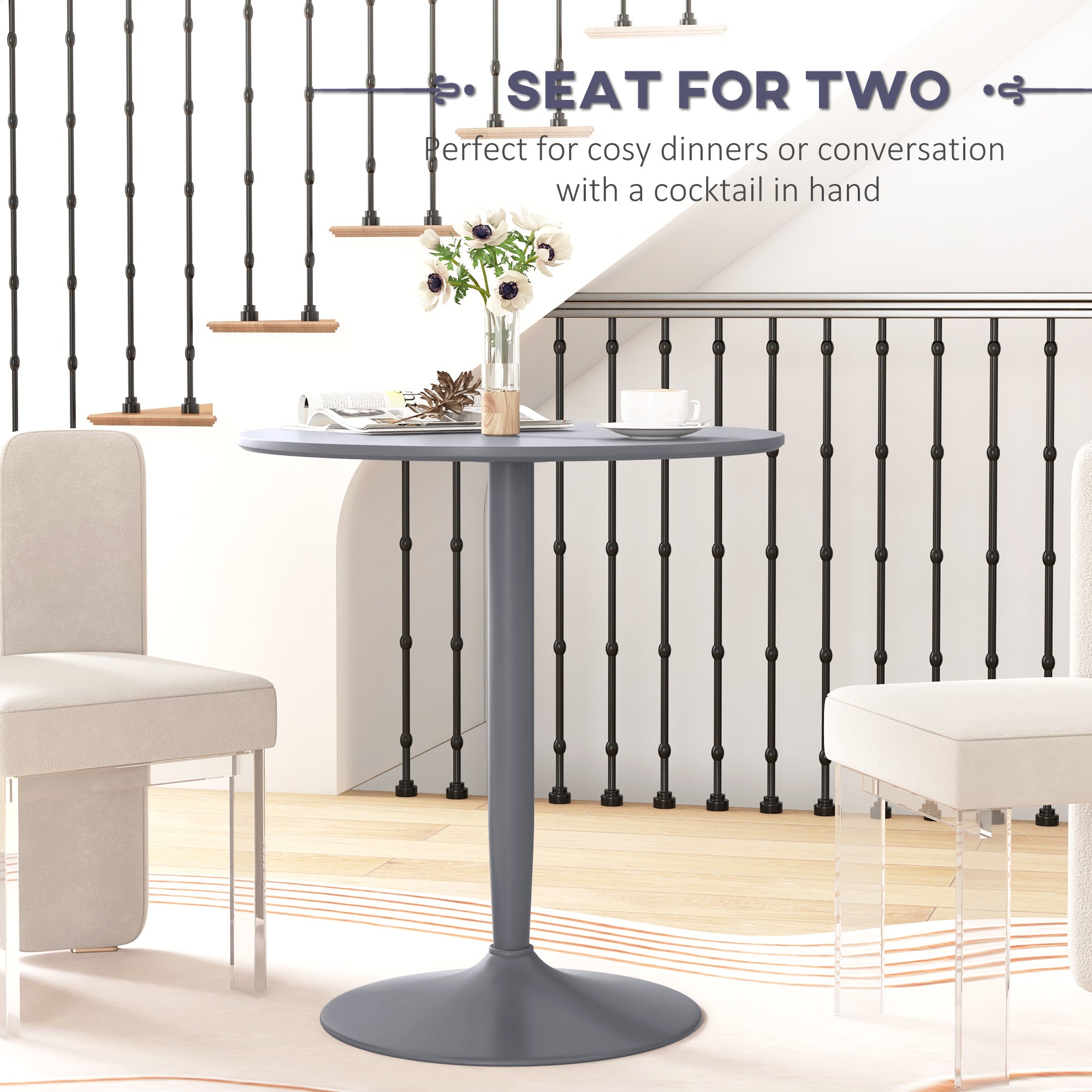 HOMCOM 75H x \'ce\'a670cm Two-Person Minimalistic Dining Table - Grey