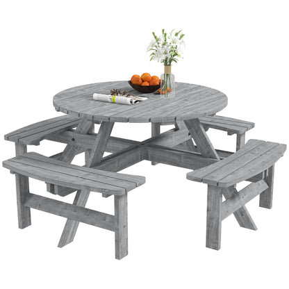 Outsunny 8-Seater Wooden Picnic Set-Fir Wood 