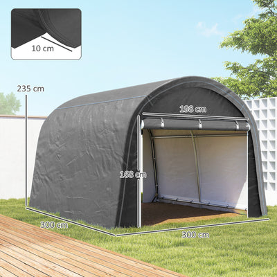 Outsunny 3 x 3(m) Garden Storage Tent, Heavy Duty Outdoor Shed, Waterproof Portable Shed Storage Shelter with Galvanised Steel Frame for Bike, Motorcycle, Garden Tools, Grey 