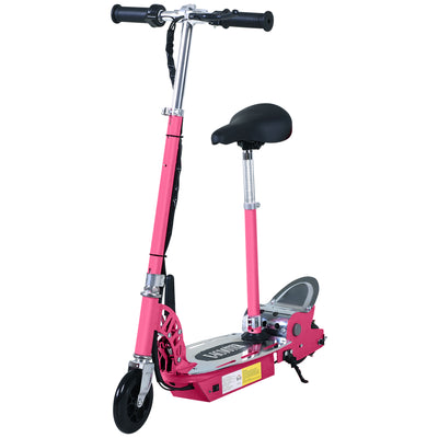 HOMCOM 120W Foldable Powered Scooters with 24V Rechargeable Battery, Adjustable Ride on Toy (Pink) 