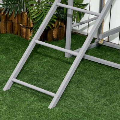 PawHut Chicken Activity Play with Swing Set for 3-4 Chickens, Wooden Chicken Coop, Grey 