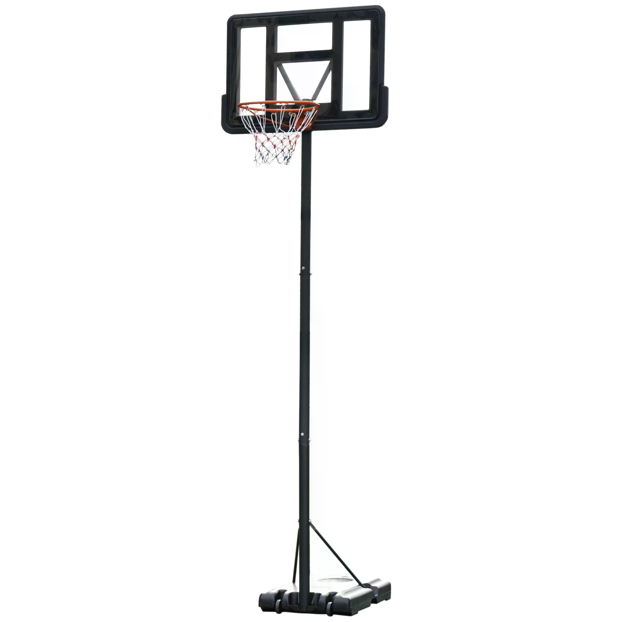 HOMCOM Portable Basketball Hoop Stand 231-305cm Height Adjustable w/ Moving Wheels 