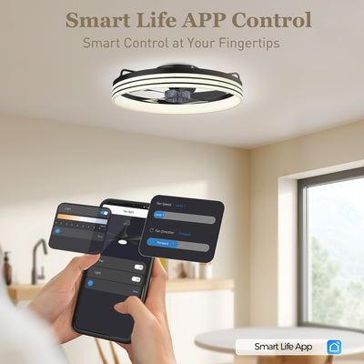 HOMCOM Ceiling Fans with Lights and Remote & App Control, 50cm LED Ceiling Fan Light with 3 Colour Temperatures, 6 Speed, Black 