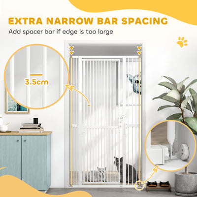 PawHut 180cm Extra Tall Pet Gate with 3.5 cm Narrow Gap, Pressure Mounted No Drilling Cat Gate for Doorways, 76-104cm Width 
