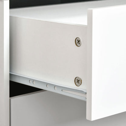HOMCOM Bedside Table, Bedside Cabinet with 2 Drawers, Side End Table with Pine Wood Legs for Bedroom Living Room, White 