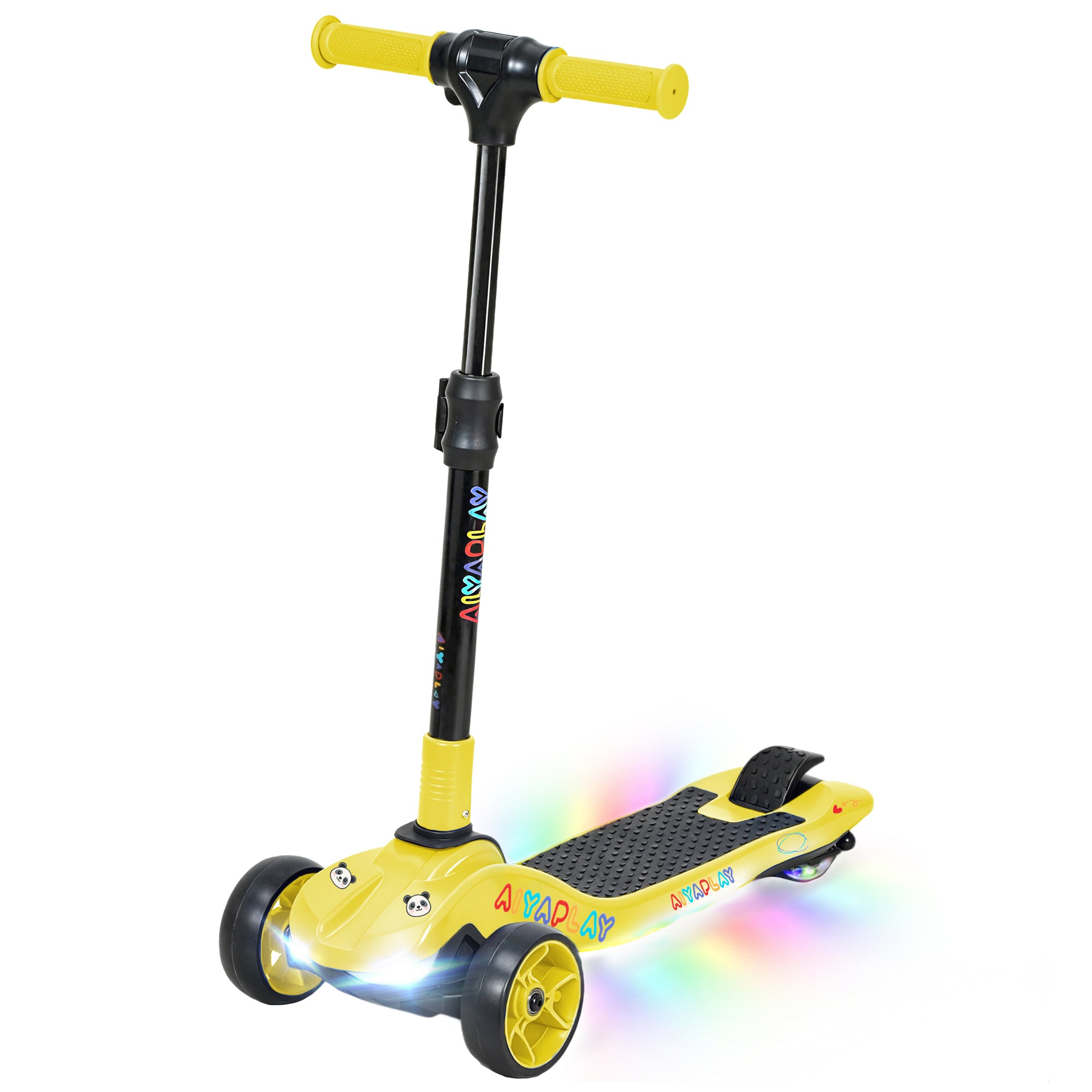 AIYAPLAY Three-Wheel Foldable Electric Scooter for Kids Aged 6-10 Years, Yellow 