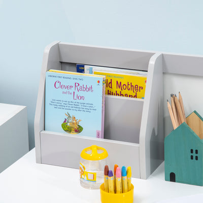 HOMCOM Kids Table and Chair Set w/ Whiteboard - Grey 
