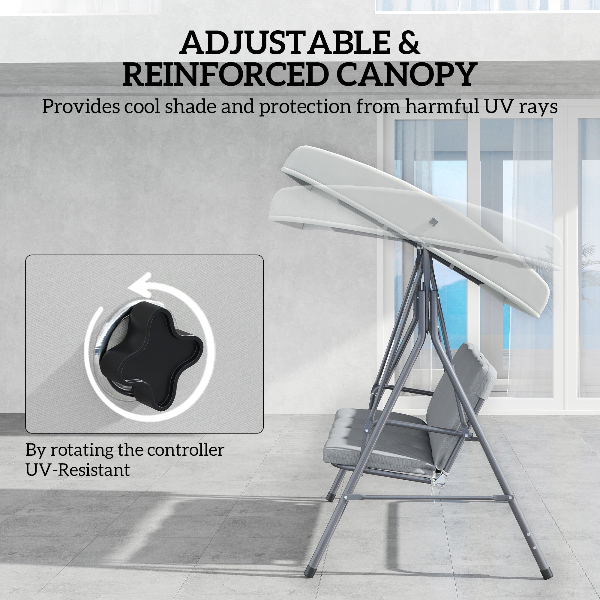 Outsunny Three-Seater Garden Swing Seat - Light Grey 