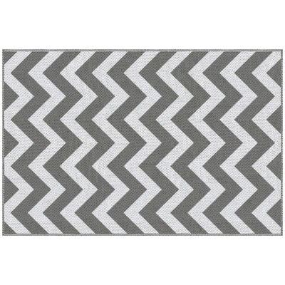 Outsunny Reversible Outdoor Rug, 1.2 x 1.8m Patio Carpet, Waterproof Plastic Rug for Garden, Deck, Picnic, Beach, Camping, Grey and White 