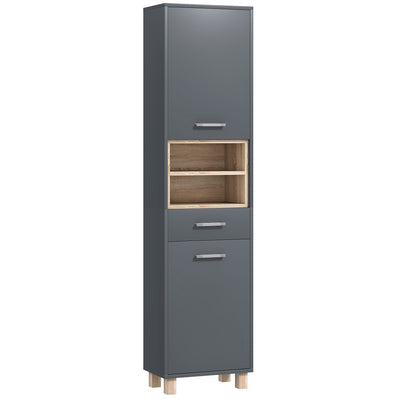 HOMCOM Tall Bathroom Storage Cabinet, Bathroom Storage Unit, Freestanding Bathroom Cabinet with Open Shelves and Drawer 