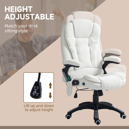 Vinsetto Boucle Six-Point Massage Office Chair - White 