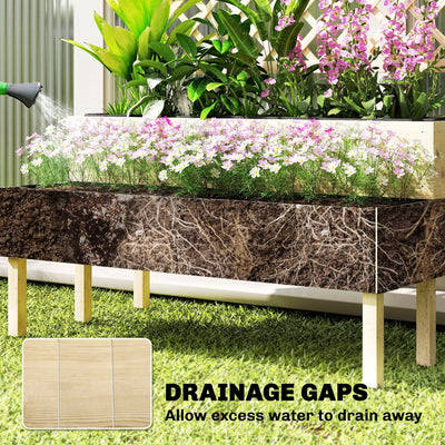Outsunny Raised Garden Bed 2-Tier Stepped Design Planter Box with Trellis for Climbing Plants 108x62x120 cm 