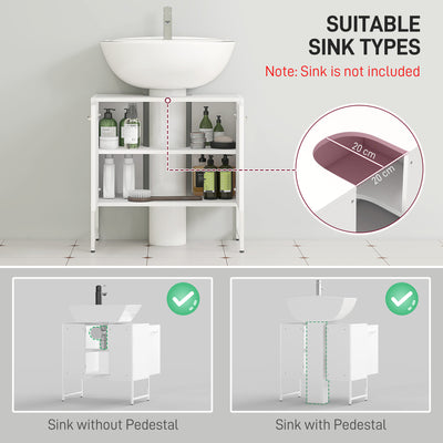 HOMCOM Bathroom Vanity Unit, Under Sink Storage Cabinet with Soft-Close Doors for Basin without or with Pedestal, White 