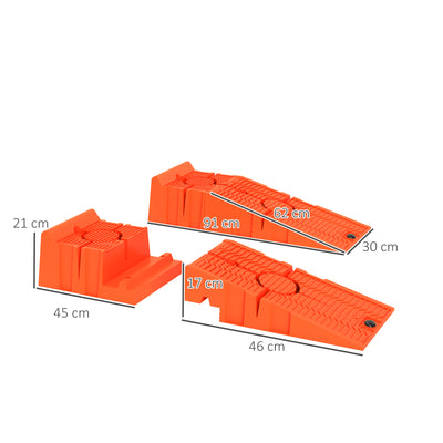 DURHAND 2 Pieces Car Ramps Heavy Duty 5 Ton Motorhome Levelling Ramps, Plastic Garage Workshop Car Lift, Portable Automotive Vehicle Campervan Car Ramp, Orange 