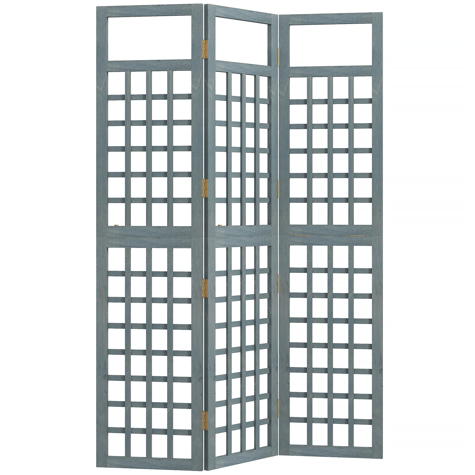 Outsunny 3-Panel Garden Privacy Screen, Freestanding Foldable Wooden Outdoor Divider/Trellis, Decorative Privacy Screen, Grey 