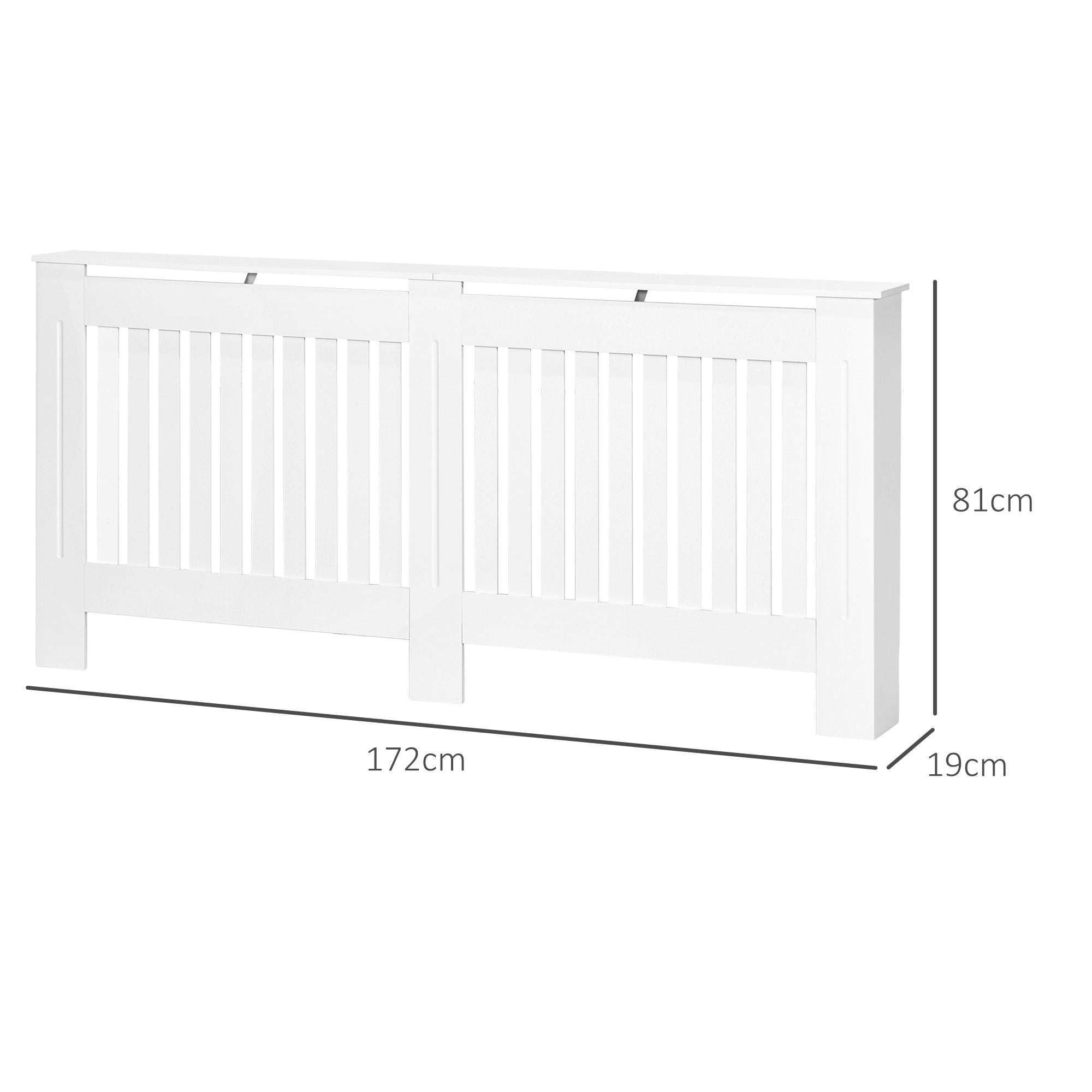 HOMCOM Slatted Radiator Cover Painted Cabinet MDF Lined Grill in White (172L x 19W x 81H cm) 
