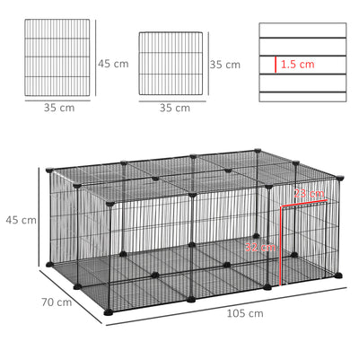 PawHut Pet Playpen DIY Small Animal Cage Metal Fence with Door, 22 Pieces, for Bunny Chinchilla Hedgehog Guinea Pig 