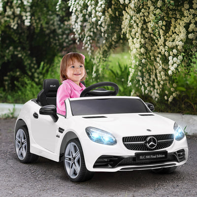 AIYAPLAY Benz SLC 300 Licensed 12V Electric Car for Kids, Kids' Electric Ride on with Parental Remote, Music Lights, Suspension Wheels for 3-6 Years, White 