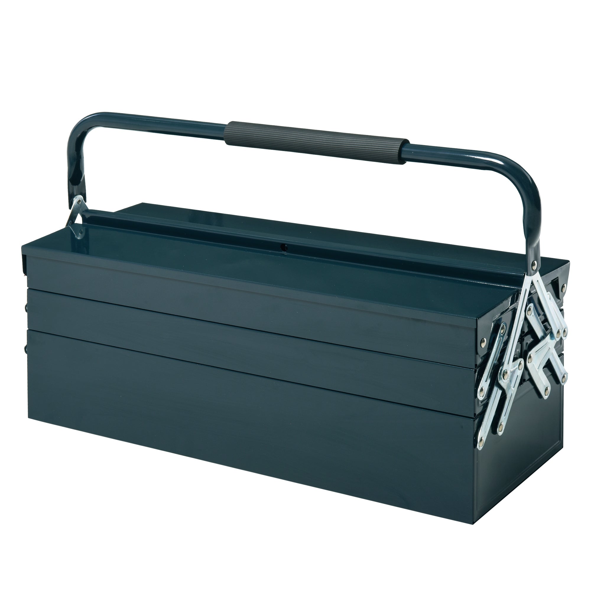 DURHAND 3 Tier Metal Toolbox, 5 Tray Professional Portable Tool Box with Carry Handle for Workshop, 56cmx20cmx34cm, Green