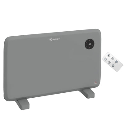 HOMCOM 1200W Electric Convector Heater, Freestanding or Wall Mounted, Space Heater with Adjustable Thermostat, Timer, Grey 