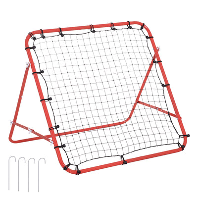 HOMCOM Rebounder Net, Practise Kickback Goal, for Teens, Adults Training - Red 