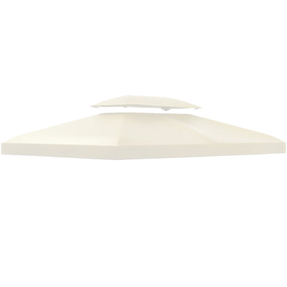 Outsunny 3x4m Gazebo Replacement Roof Canopy 2 Tier Top UV Cover Garden Patio Outdoor Sun Awning Shelters Cream (TOP COVER ONLY) 