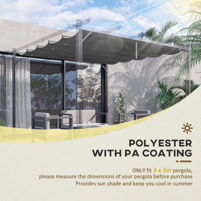 Outsunny Retractable Pergola Shade Cover, Replacement Canopy Fabric for 3 x 3 (m) Pergola, Gazebo Retractable Roof, Dark Grey 