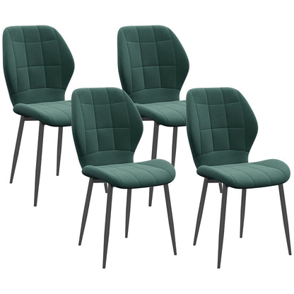 HOMCOM Set of Four Flannel Relaxed Tub Dining Chairs - Green 