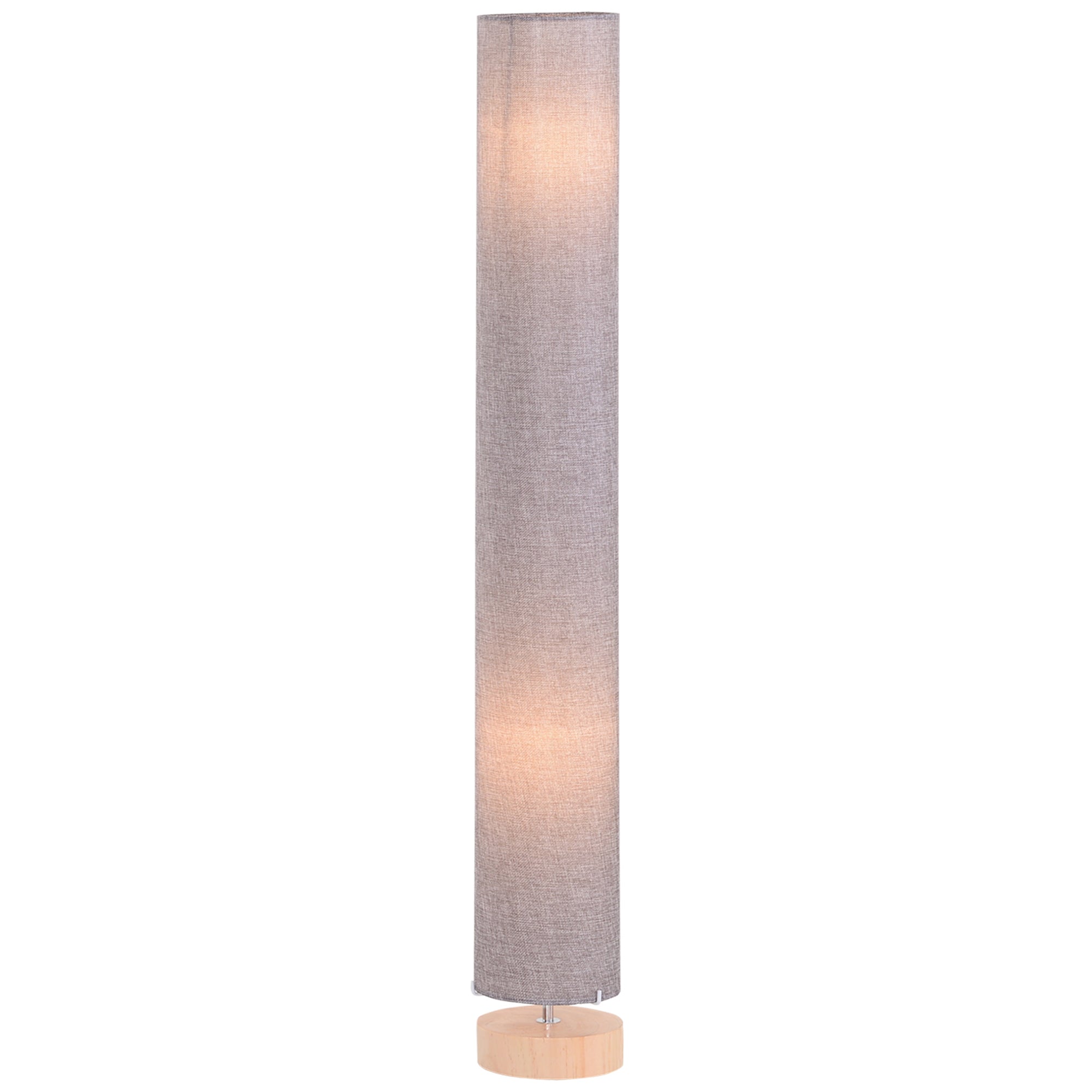 HOMCOM 47-Inch Modern Wooden Floor Lamp for Bedroom, Study or Living Space with Fabric Linen Shade (Grey)  120 CM 