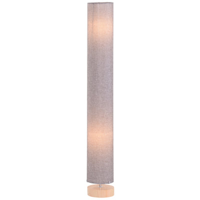 HOMCOM 47-Inch Modern Wooden Floor Lamp for Bedroom, Study or Living Space with Fabric Linen Shade (Grey)  120 CM 