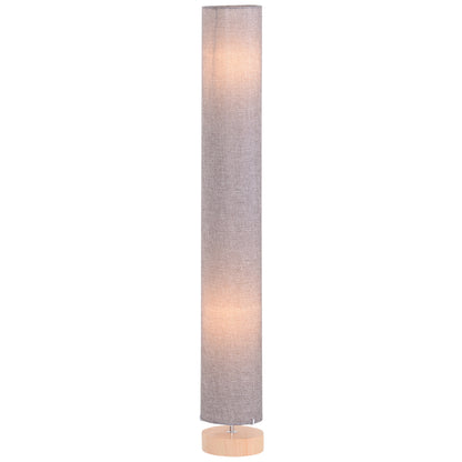 HOMCOM 47-Inch Modern Wooden Floor Lamp for Bedroom, Study or Living Space with Fabric Linen Shade (Grey)  120 CM 