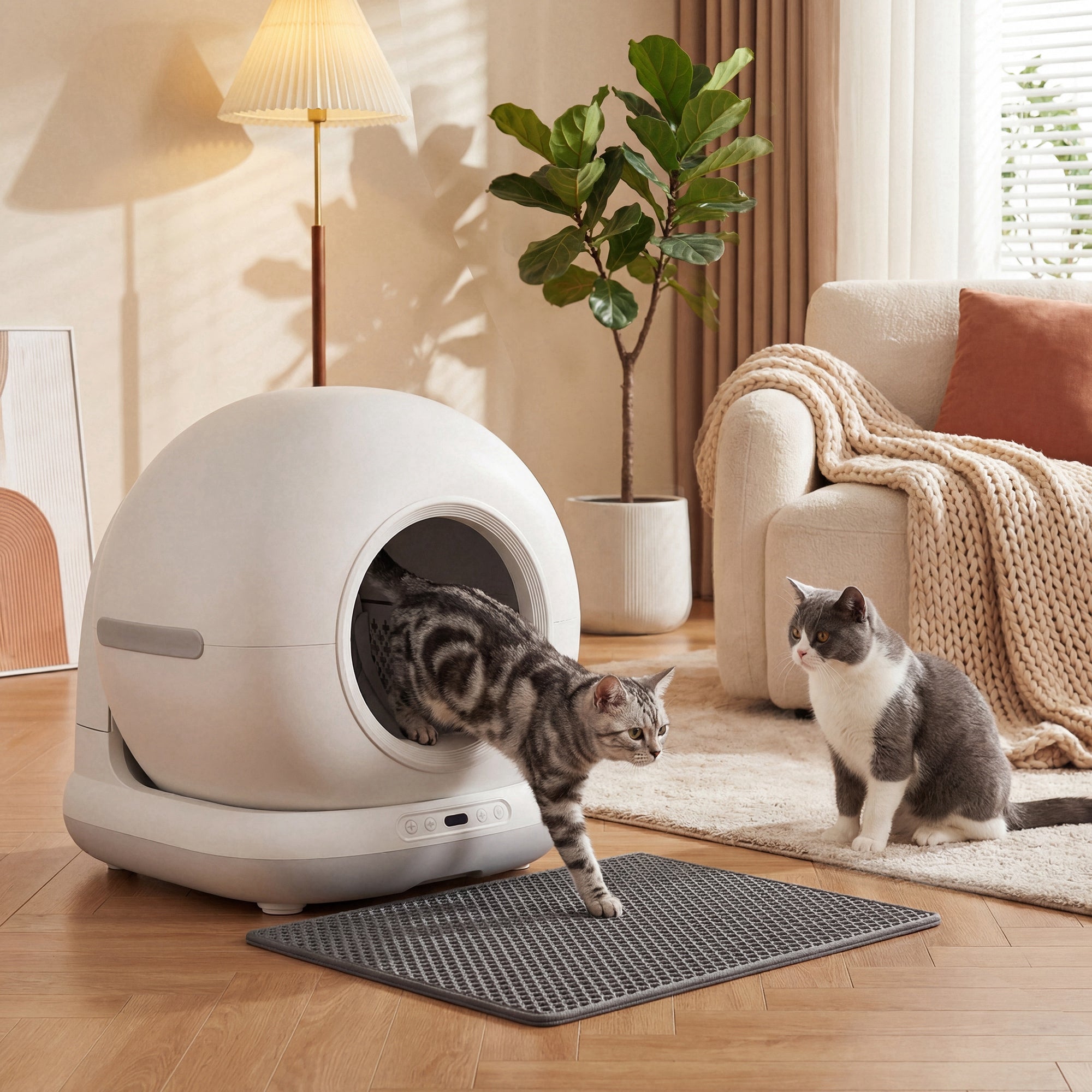 PawHut 72L Self Cleaning Cat Litter Tray Automatic Cat Litter Box APP Control for Multiple Cats 
