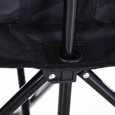 Outsunny 6 Seat Folding Sports Bench Portable Sports Team Bench Spectator Chair with Cooler Bag and Carrying Bag for Outdoor Picnic Camping - Black 