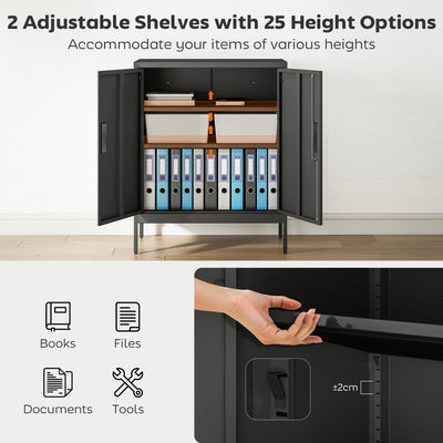 HOMCOM Metal Storage Cabinet with Lock and Adjustable Shelves - Black 