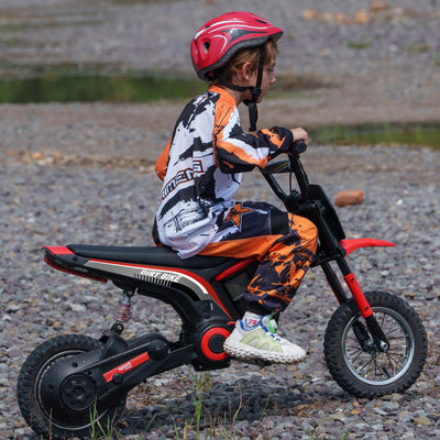 HOMCOM 24V Electric Motorbike with Twist Grip Throttle, Music, Horn, 12" Pneumatic Tyres, 16km/h Max Speed - Red 