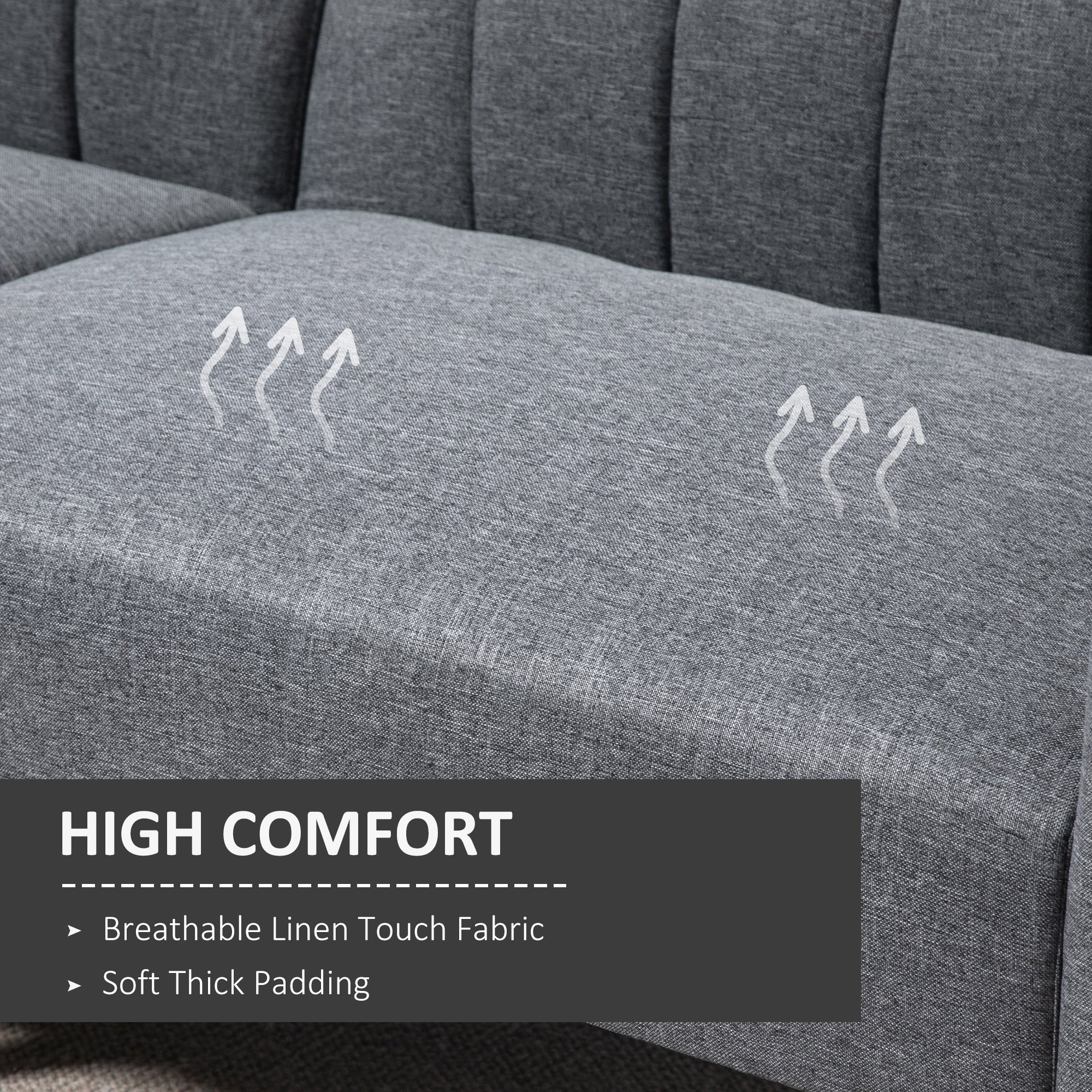 HOMCOM 3 Seater Sofa Bed, Convertible Linen Fabric Sofa Couch, Click Clack Sofabed with Adjustable Split Backrest for Living Room, Bedroom, Guest Room, Grey
